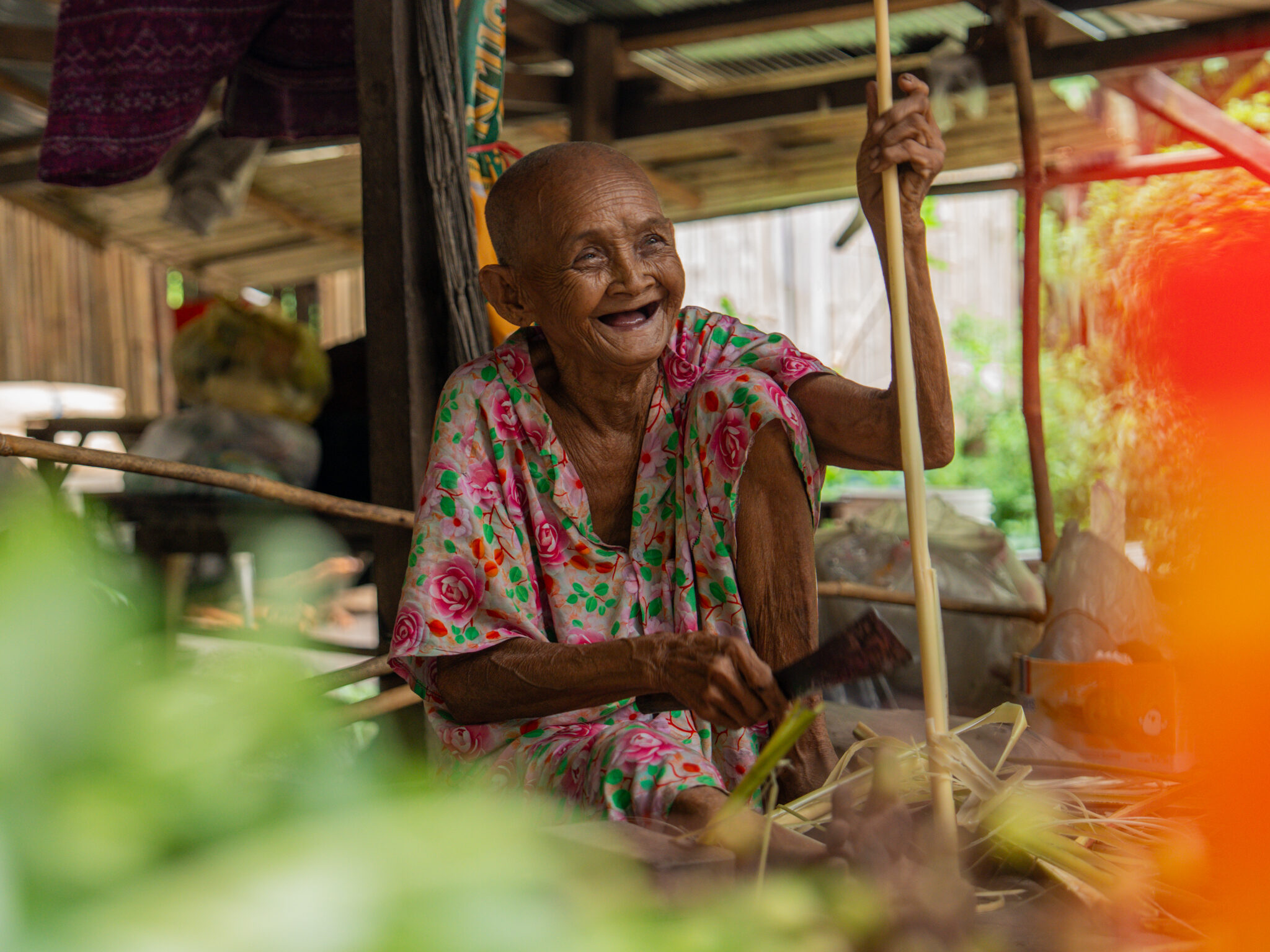 A Grannyโs Smile Preserving Local Cuisine for Visitors at Tmor Kral Waterfall