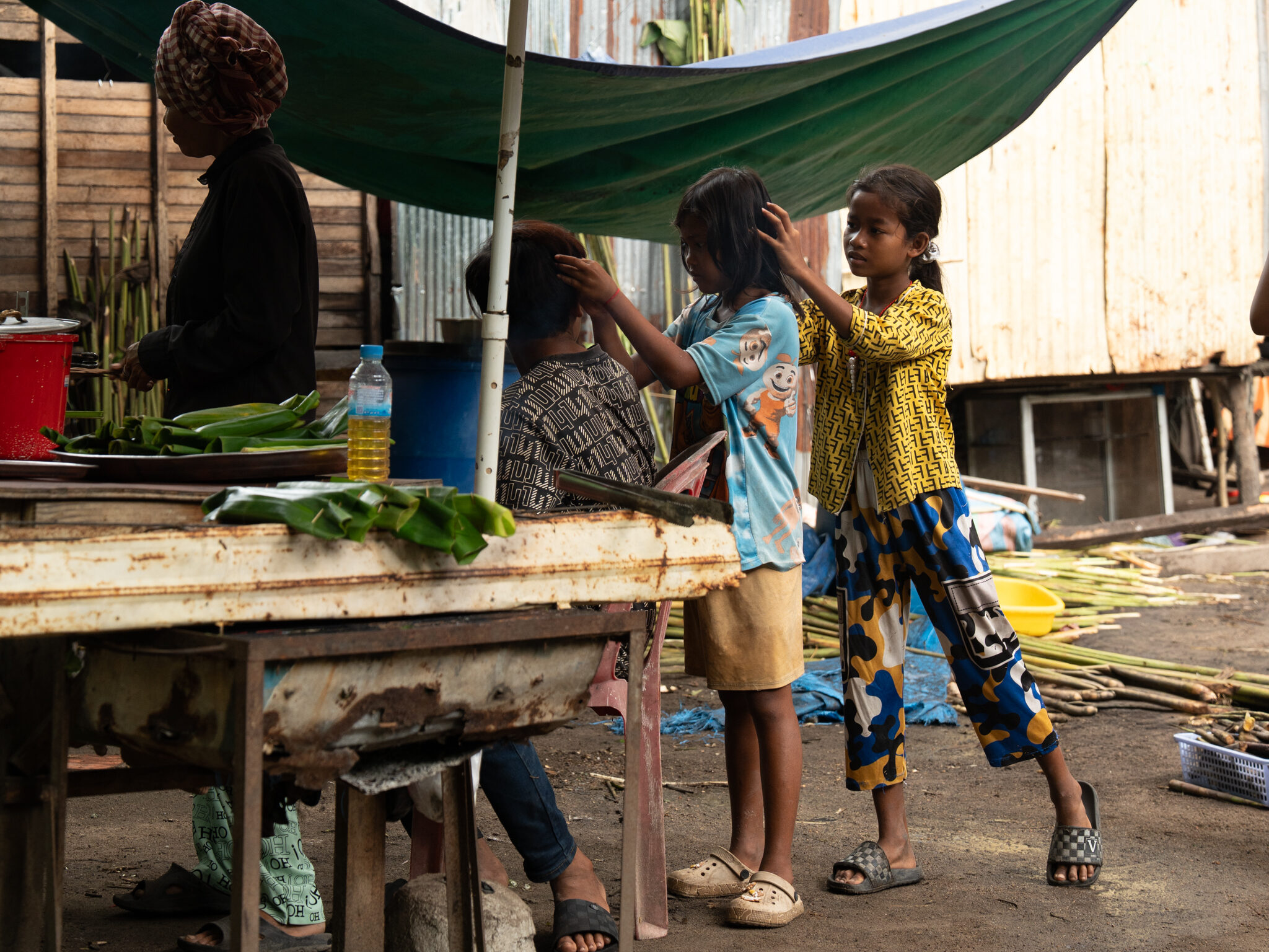 A hardworking Cambodian mother, through her small local business at a tourism destination, can raise her children.